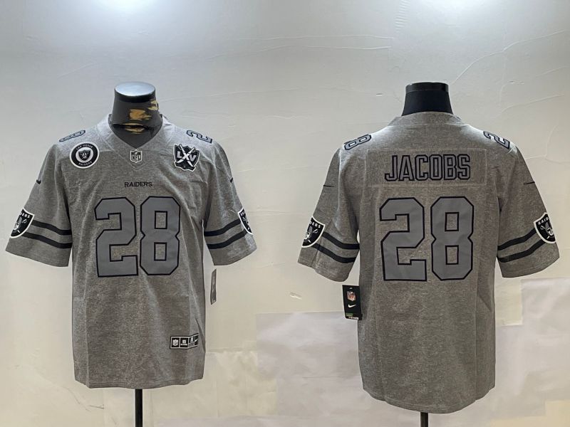 Men Oakland Raiders #28 Jacobs Grey Throwback 2024 Nike Limited NFL Jersey style 4